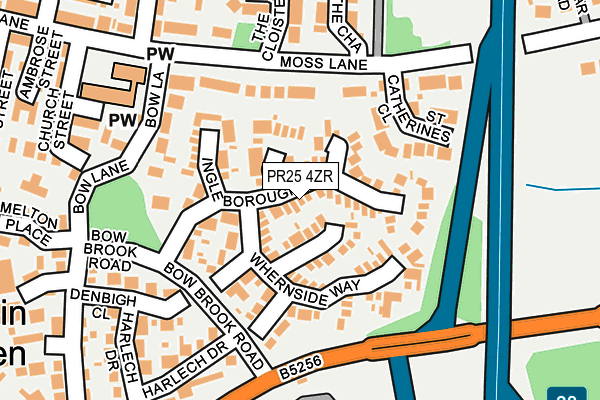 PR25 4ZR map - OS OpenMap – Local (Ordnance Survey)