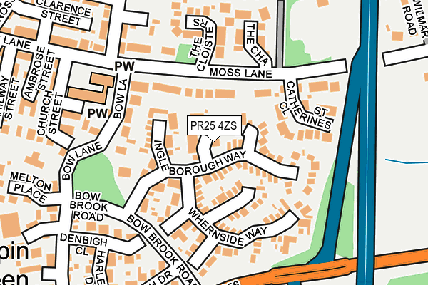 PR25 4ZS map - OS OpenMap – Local (Ordnance Survey)