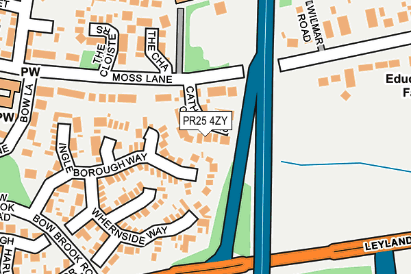 PR25 4ZY map - OS OpenMap – Local (Ordnance Survey)