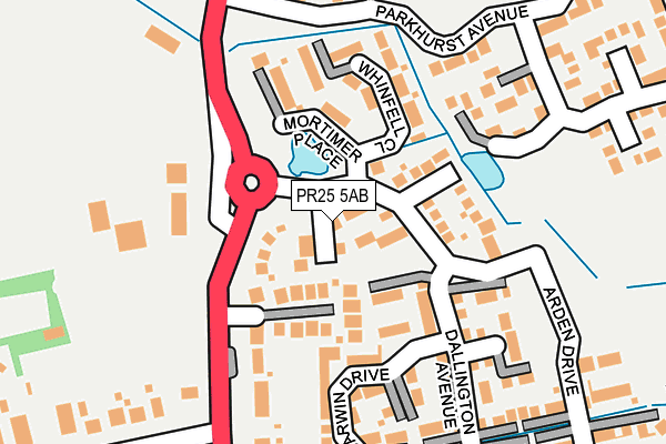 PR25 5AB map - OS OpenMap – Local (Ordnance Survey)