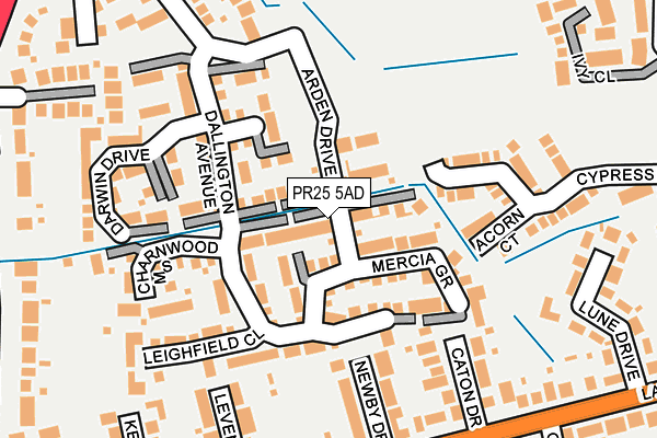 PR25 5AD map - OS OpenMap – Local (Ordnance Survey)