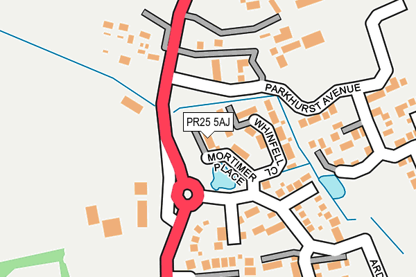 PR25 5AJ map - OS OpenMap – Local (Ordnance Survey)