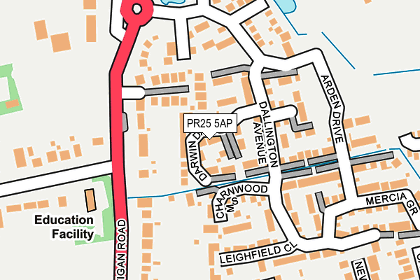 PR25 5AP map - OS OpenMap – Local (Ordnance Survey)