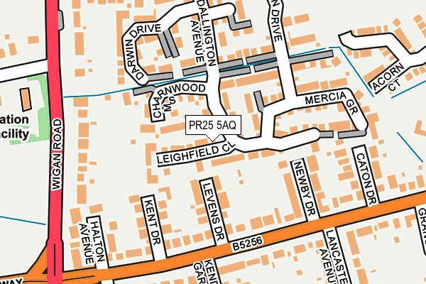 PR25 5AQ map - OS OpenMap – Local (Ordnance Survey)