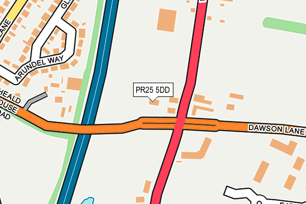 PR25 5DD map - OS OpenMap – Local (Ordnance Survey)