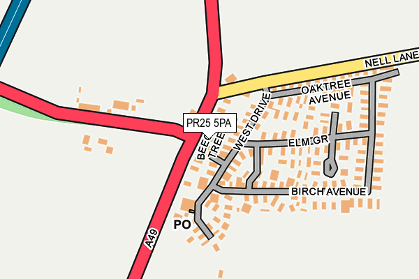 PR25 5PA map - OS OpenMap – Local (Ordnance Survey)