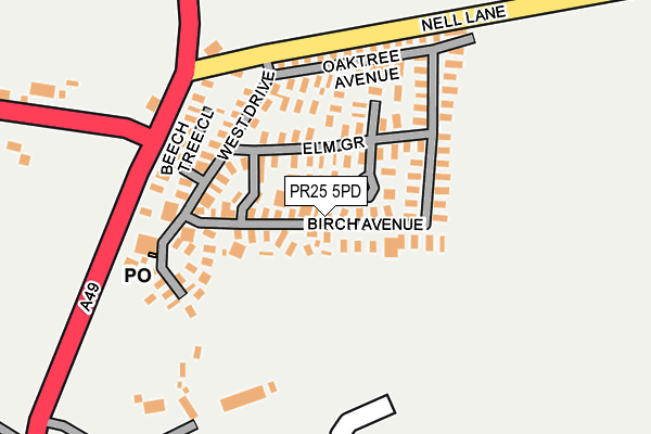 PR25 5PD map - OS OpenMap – Local (Ordnance Survey)