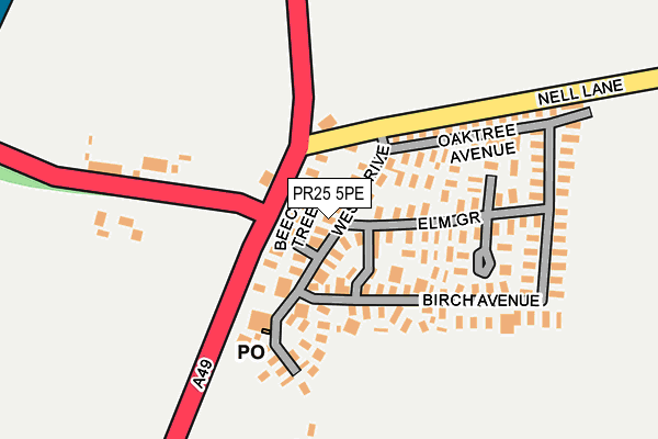 PR25 5PE map - OS OpenMap – Local (Ordnance Survey)
