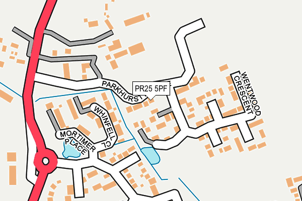 PR25 5PF map - OS OpenMap – Local (Ordnance Survey)