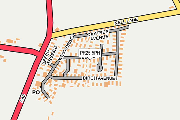 PR25 5PH map - OS OpenMap – Local (Ordnance Survey)