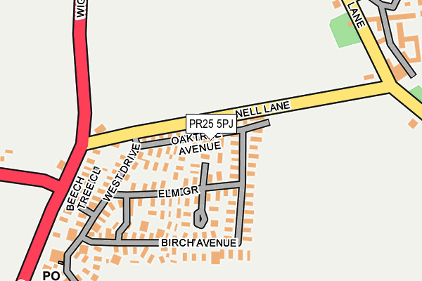 PR25 5PJ map - OS OpenMap – Local (Ordnance Survey)