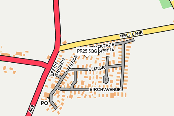 PR25 5QG map - OS OpenMap – Local (Ordnance Survey)
