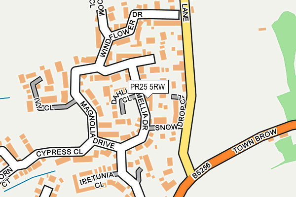 PR25 5RW map - OS OpenMap – Local (Ordnance Survey)