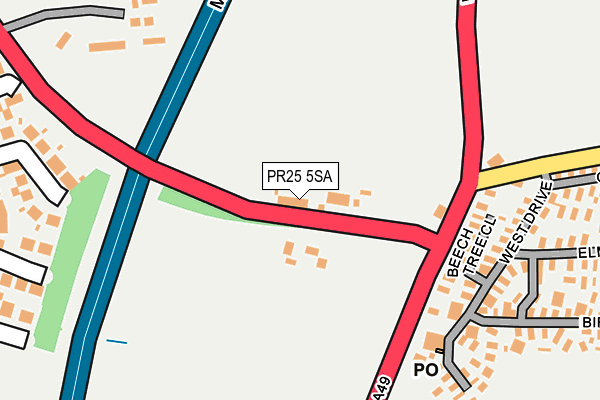 PR25 5SA map - OS OpenMap – Local (Ordnance Survey)