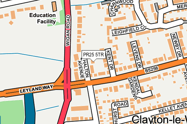 PR25 5TR map - OS OpenMap – Local (Ordnance Survey)