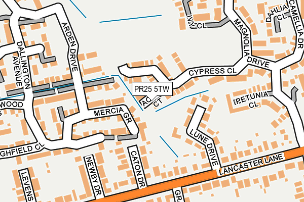 PR25 5TW map - OS OpenMap – Local (Ordnance Survey)