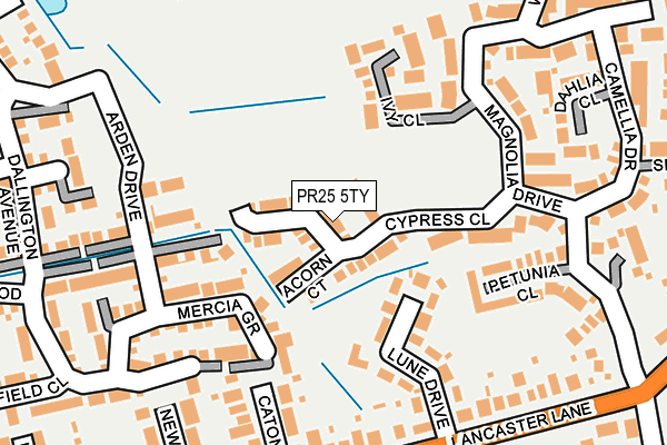 PR25 5TY map - OS OpenMap – Local (Ordnance Survey)