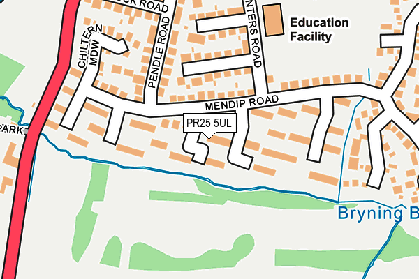 PR25 5UL map - OS OpenMap – Local (Ordnance Survey)