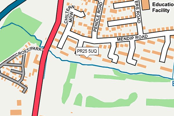 PR25 5UQ map - OS OpenMap – Local (Ordnance Survey)