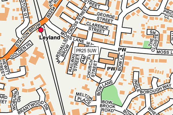 PR25 5UW map - OS OpenMap – Local (Ordnance Survey)