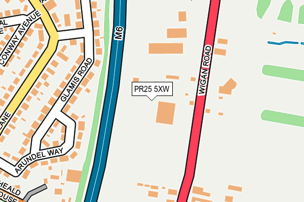 PR25 5XW map - OS OpenMap – Local (Ordnance Survey)