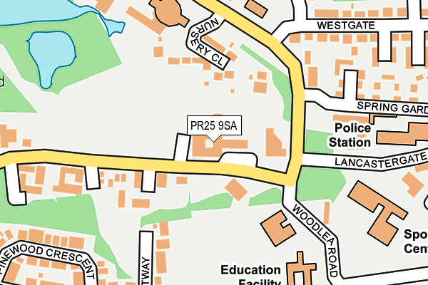 PR25 9SA map - OS OpenMap – Local (Ordnance Survey)