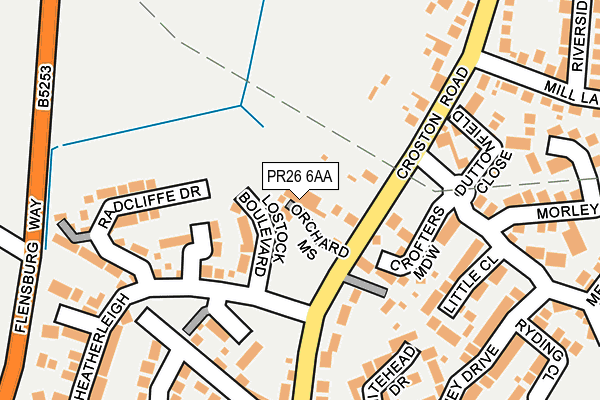 PR26 6AA map - OS OpenMap – Local (Ordnance Survey)