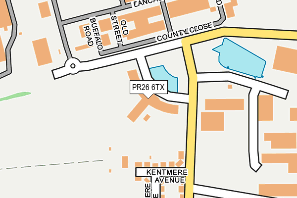 PR26 6TX map - OS OpenMap – Local (Ordnance Survey)