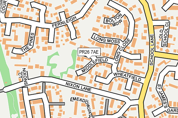 PR26 7AE map - OS OpenMap – Local (Ordnance Survey)