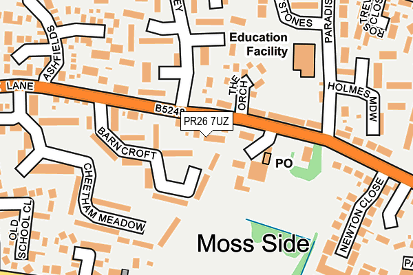 PR26 7UZ map - OS OpenMap – Local (Ordnance Survey)