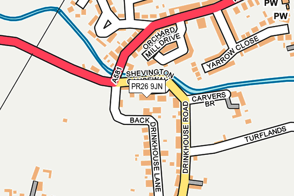 PR26 9JN map - OS OpenMap – Local (Ordnance Survey)
