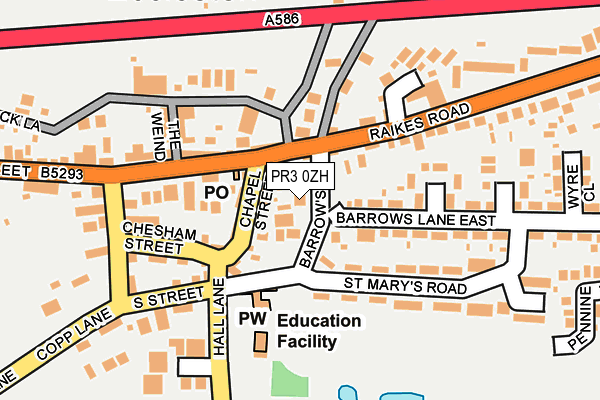 PR3 0ZH map - OS OpenMap – Local (Ordnance Survey)