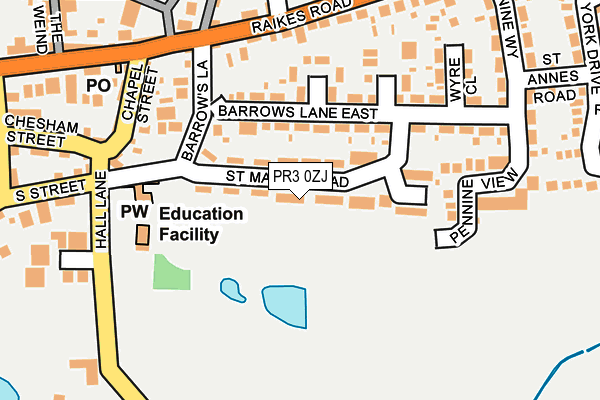 PR3 0ZJ map - OS OpenMap – Local (Ordnance Survey)