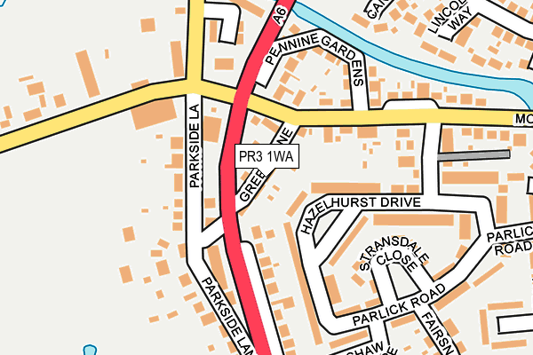 PR3 1WA map - OS OpenMap – Local (Ordnance Survey)