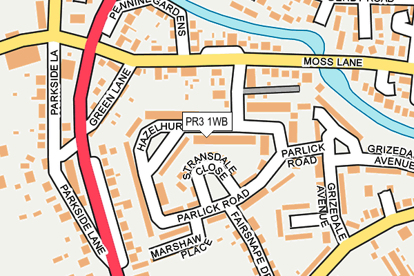 PR3 1WB map - OS OpenMap – Local (Ordnance Survey)