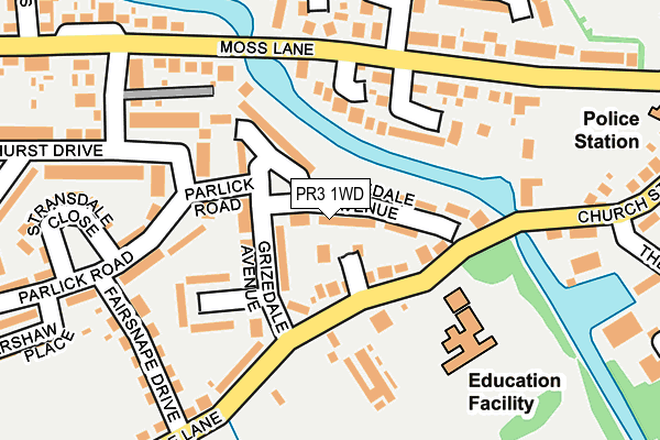 PR3 1WD map - OS OpenMap – Local (Ordnance Survey)