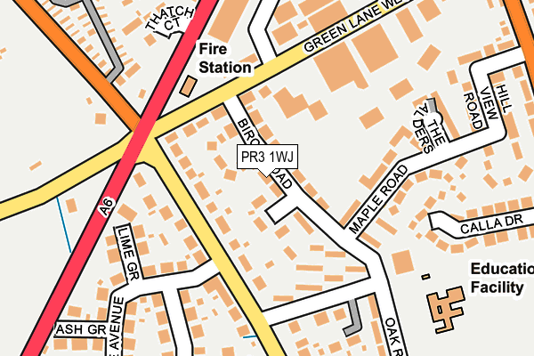 PR3 1WJ map - OS OpenMap – Local (Ordnance Survey)