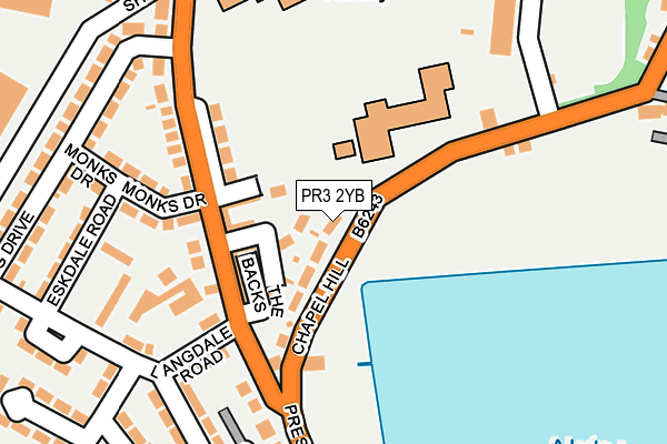 PR3 2YB map - OS OpenMap – Local (Ordnance Survey)