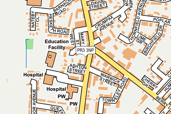 PR3 3NP map - OS OpenMap – Local (Ordnance Survey)