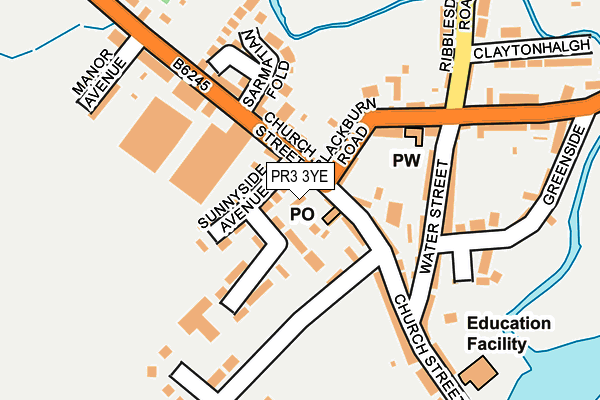 PR3 3YE map - OS OpenMap – Local (Ordnance Survey)