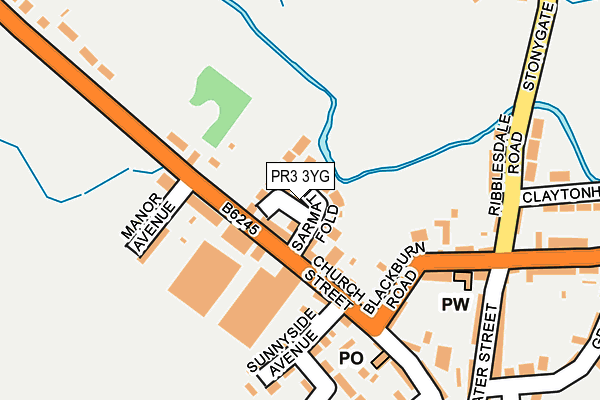 PR3 3YG map - OS OpenMap – Local (Ordnance Survey)