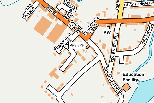 PR3 3YH map - OS OpenMap – Local (Ordnance Survey)