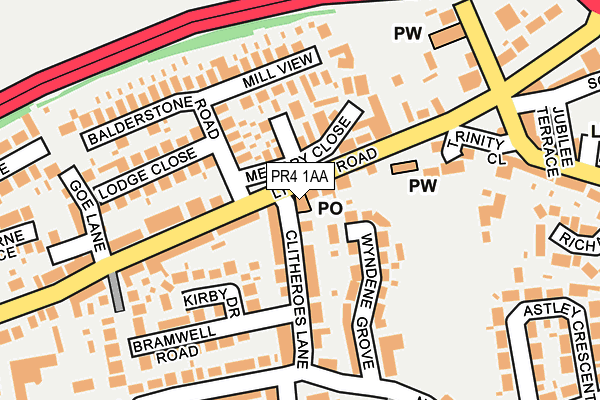 PR4 1AA map - OS OpenMap – Local (Ordnance Survey)