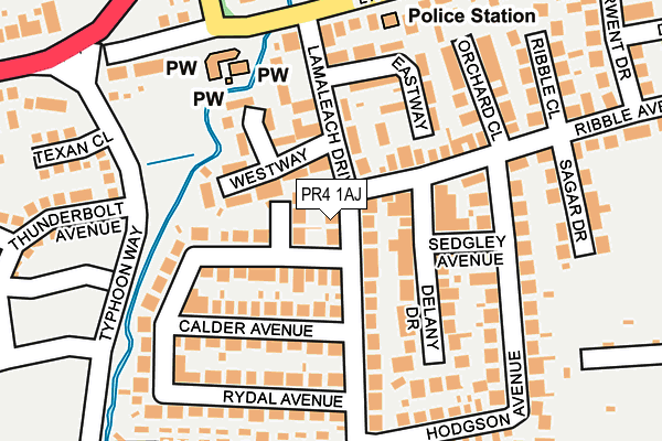 PR4 1AJ map - OS OpenMap – Local (Ordnance Survey)