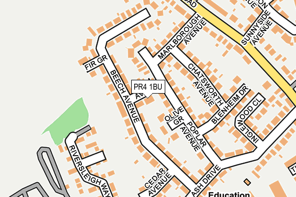 PR4 1BU map - OS OpenMap – Local (Ordnance Survey)