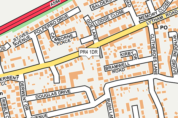 PR4 1DR map - OS OpenMap – Local (Ordnance Survey)