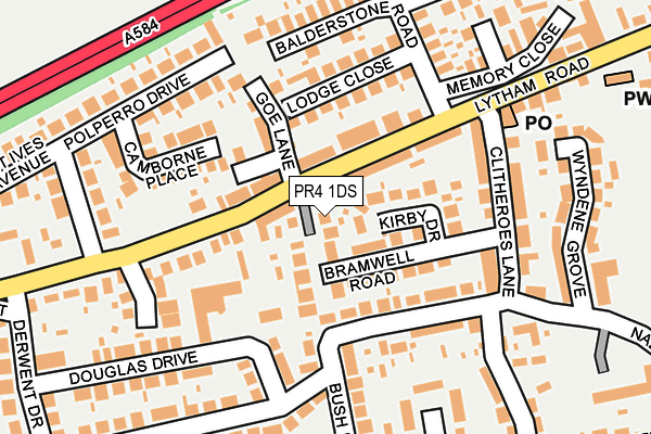 PR4 1DS map - OS OpenMap – Local (Ordnance Survey)