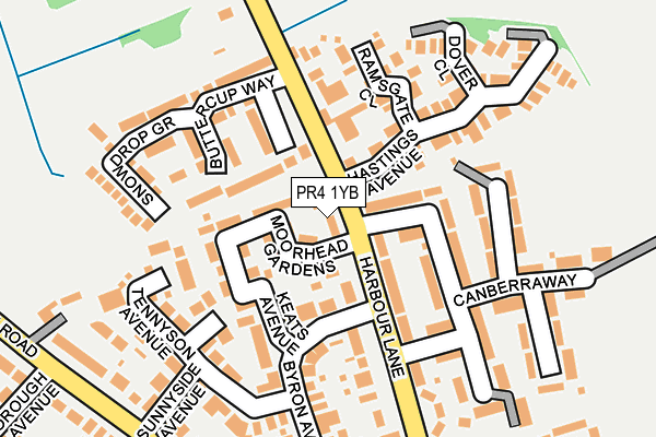PR4 1YB map - OS OpenMap – Local (Ordnance Survey)