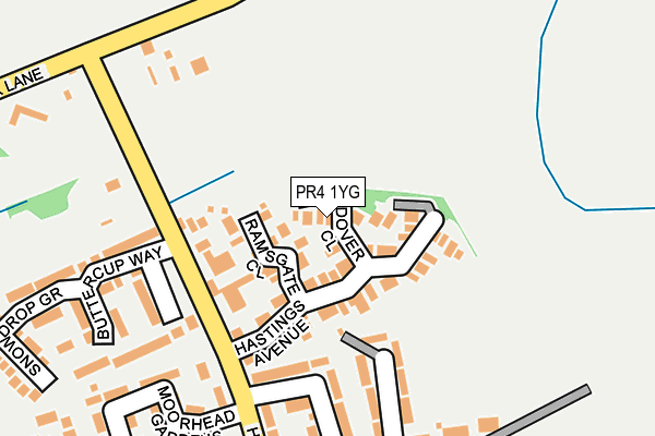 PR4 1YG map - OS OpenMap – Local (Ordnance Survey)
