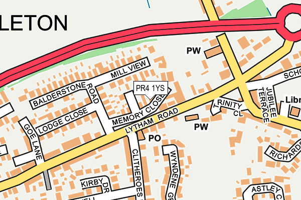 PR4 1YS map - OS OpenMap – Local (Ordnance Survey)